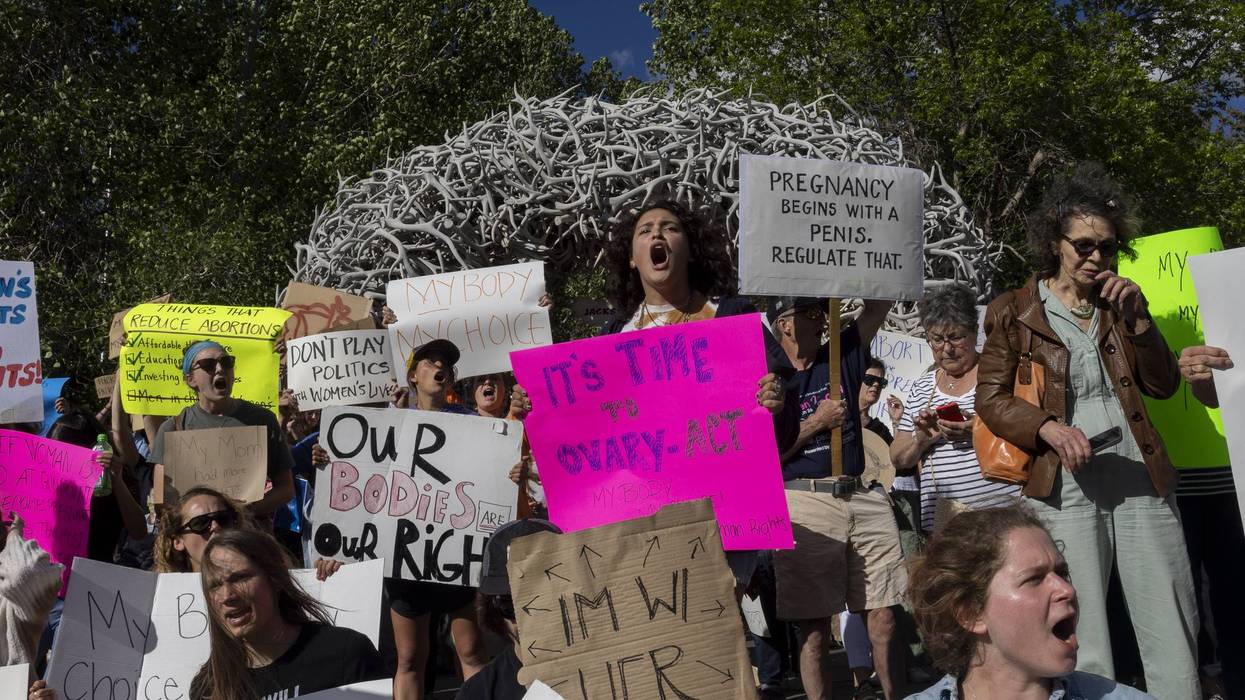 Abortion rights activists protest in Jackson Hole, Wyoming