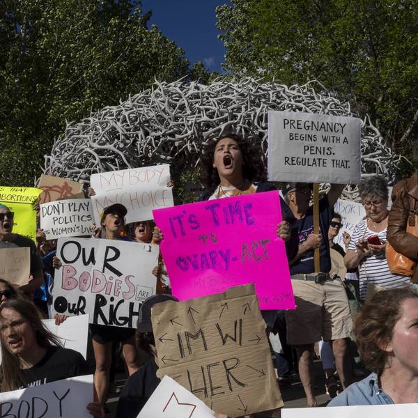 Abortion rights activists protest in Jackson Hole, Wyoming