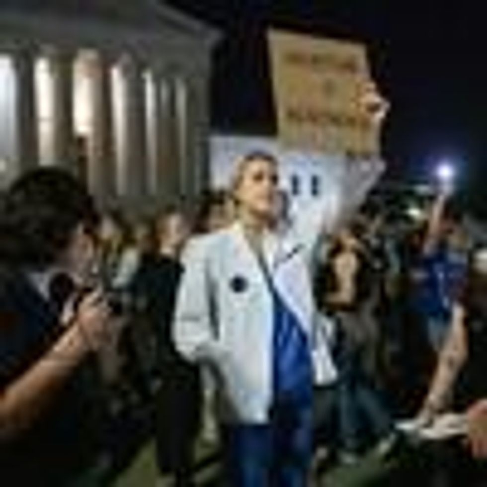 Abortion rights advocates rally outside of the U.S. Supreme Court