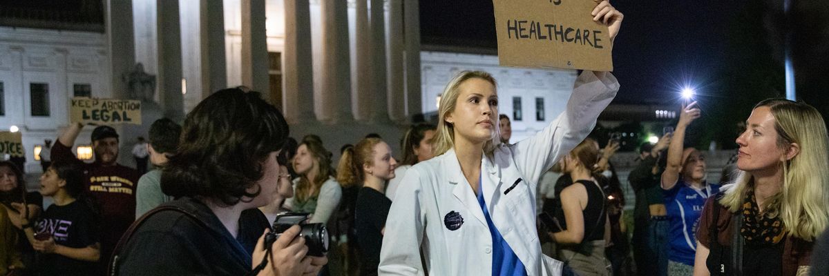 Abortion rights advocates rally outside of the U.S. Supreme Court
