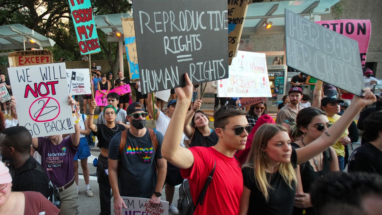 Abortion rights demonstrators protest outside the Bob Casey Federal Courthouse on June, 24, 2022, in Houston,