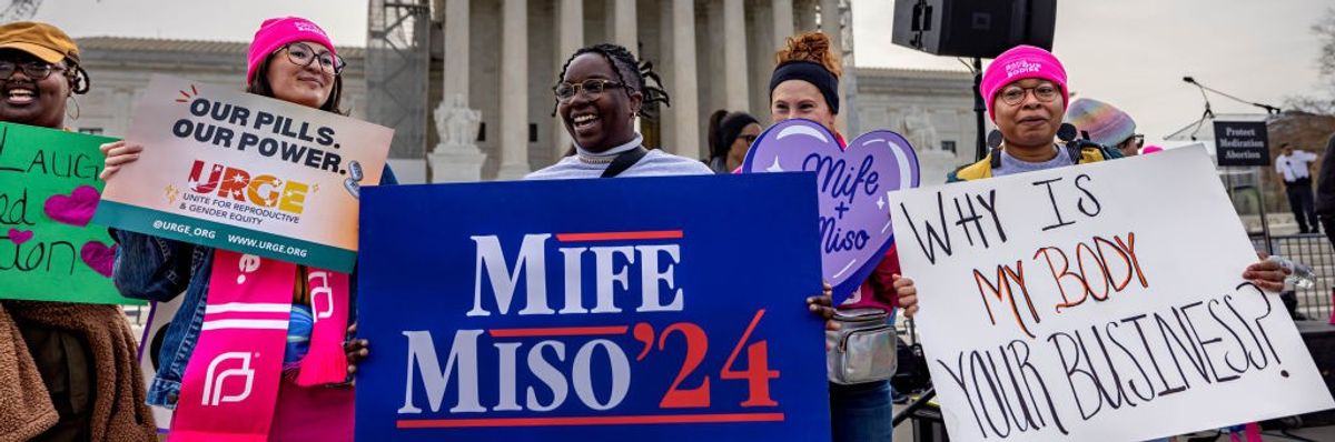 Abortion rights supporters demonstrate outside the U.S. Supreme Court