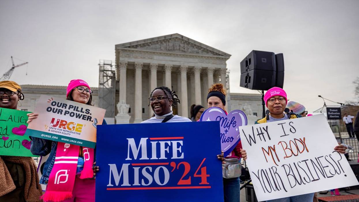 Abortion rights supporters demonstrate outside the U.S. Supreme Court