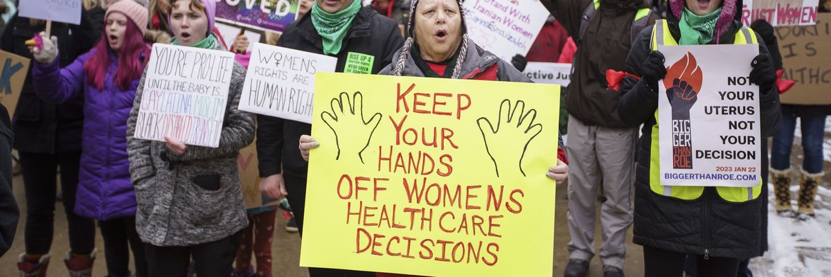 Abortion rights supporters join the "Bigger Than Roe" national march in Madison, Wisconsin