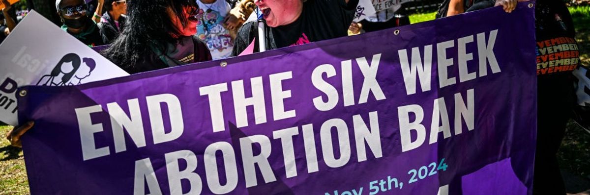 Abortion rights supporters participate in a rally