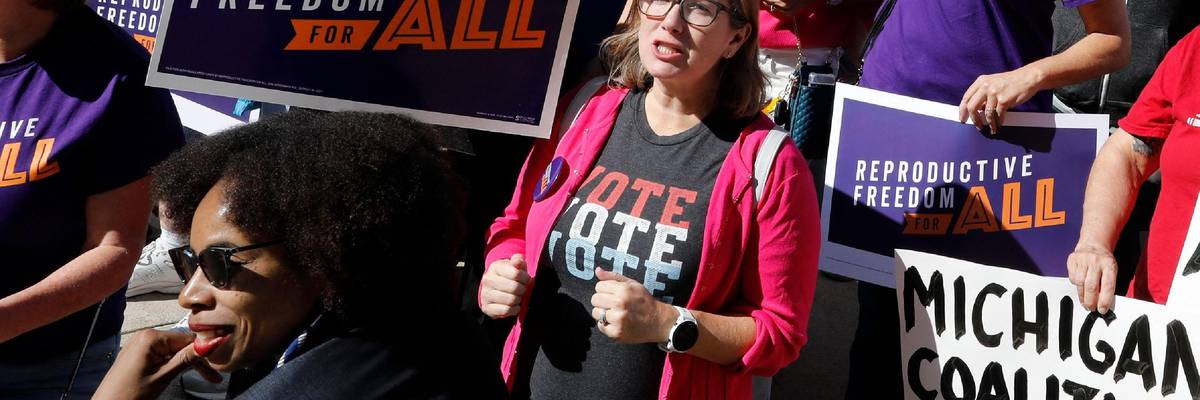 Abortion rights supporters rally in Michigan