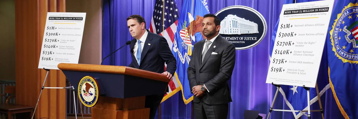 Acting AG Todd Blanche And FBI Director Kash Patel Hold Justice Department Press Conference