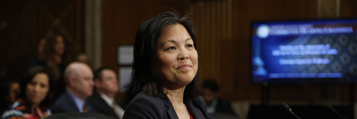 Acting Labor Secretary Julie Su prepares to testify before the Senate Health, Education, Labor, and Pensions Committee