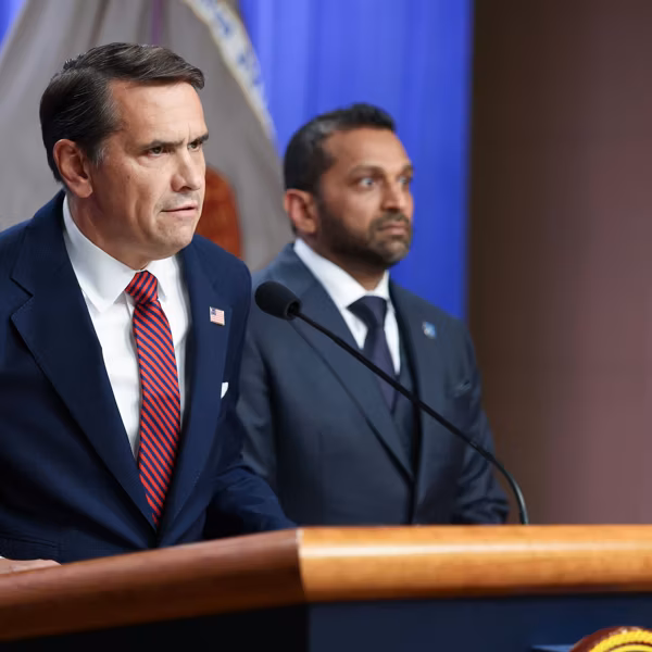 Acting US Attorney General Todd Blanche and FBI Director Kash Patel