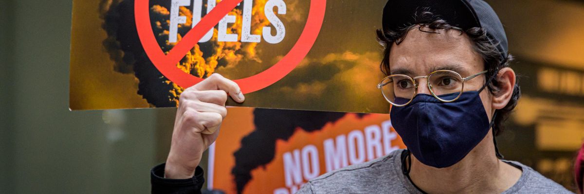 Activist at climate action rally