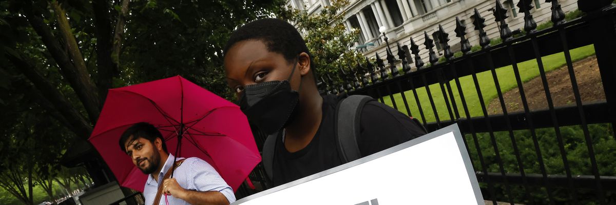 Activists demand student loan relief outside the White House