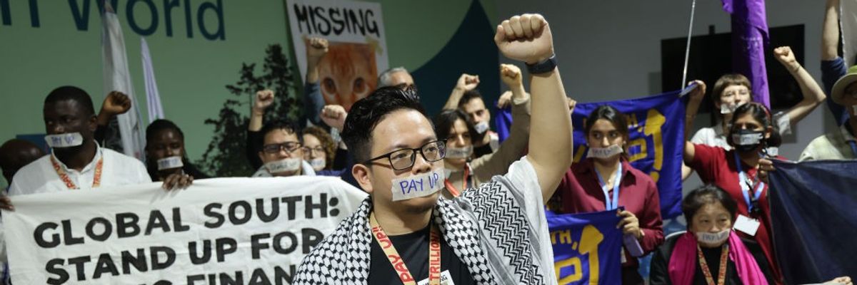 Activists demanding that rich countries pay up for climate finance