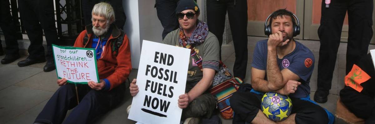 Activists demonstrate in London in April 2024.