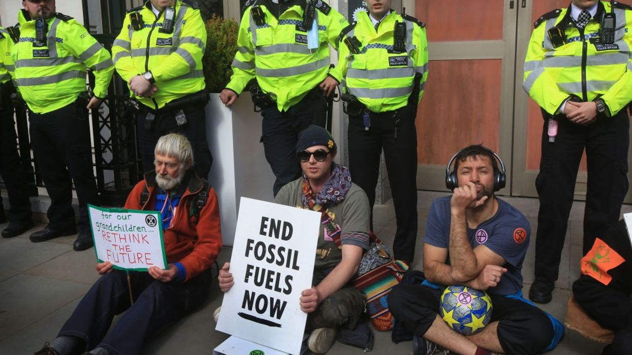 Activists demonstrate in London in April 2024.