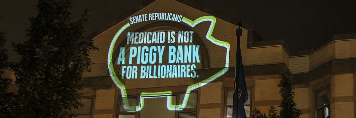 Activists Display Lite-Brite Message At The Senate Capitol Steps Demanding Senators Protect Access To Healthcare