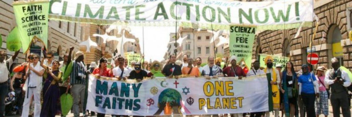 Activists from faith-based organizations, civil society groups, and frontline communities marched in Rome, Italy