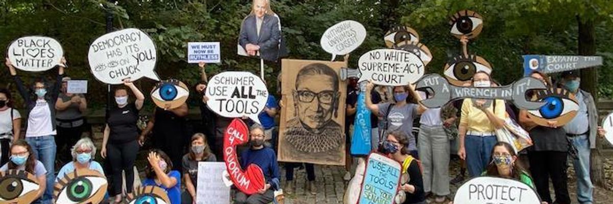 Outside Schumer's Home, Activists Demand Dems Block Trump SCOTUS Appointment
