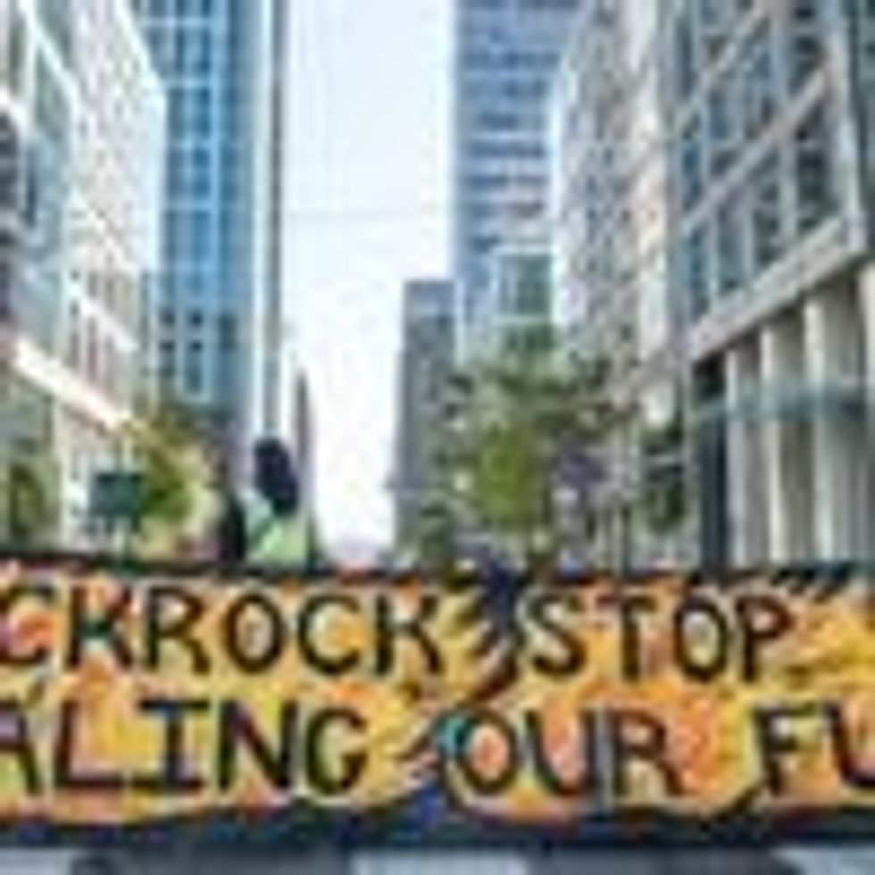 Activists gathered in San Francisco Thursday for a socially distanced protest targeting asset manager BlackRock.