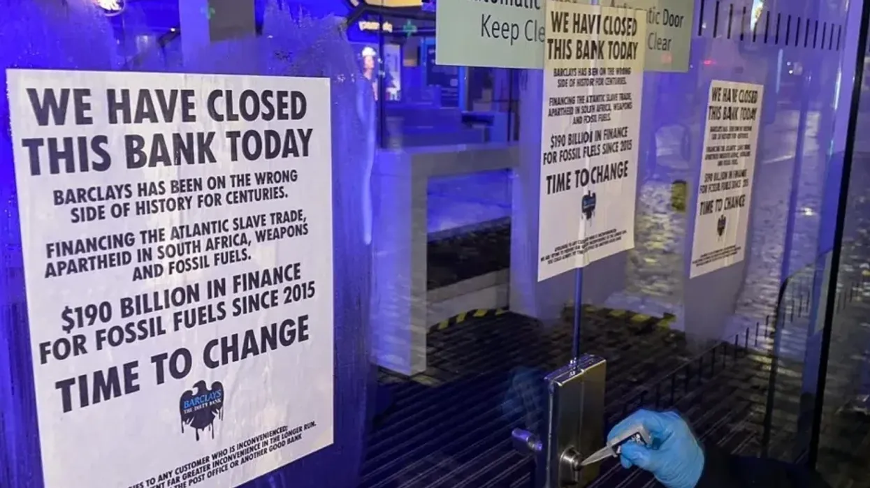 activists glued shut bank doors