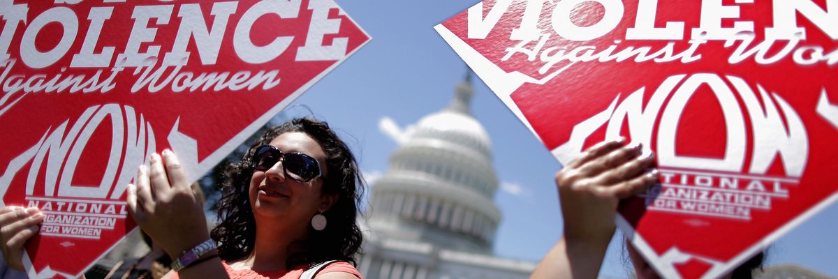 Activists Holds Rally For Re-Authorization Of The Violence Against Women Act