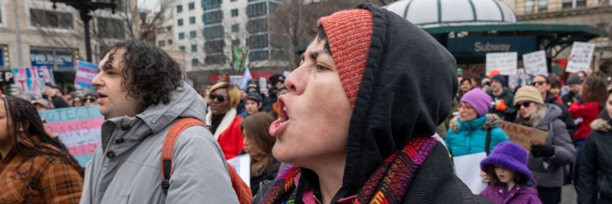 Activists In New York Rally For Trans Youth In Opposition To Trump Administration Policies