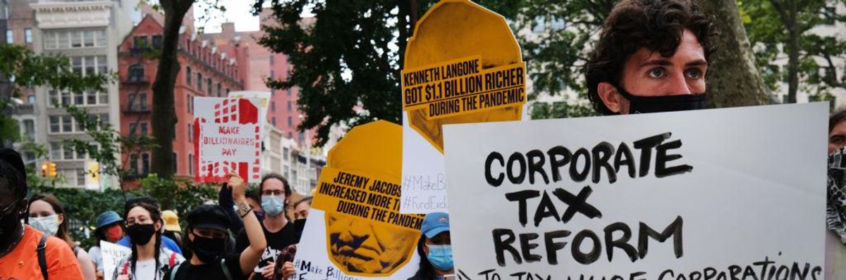 Activists March In Manhattan Calling For A Tax On Billionaires