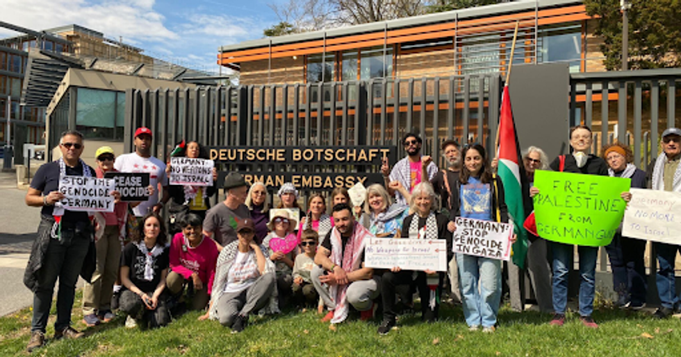 Activists outside German Embassy in D.C.