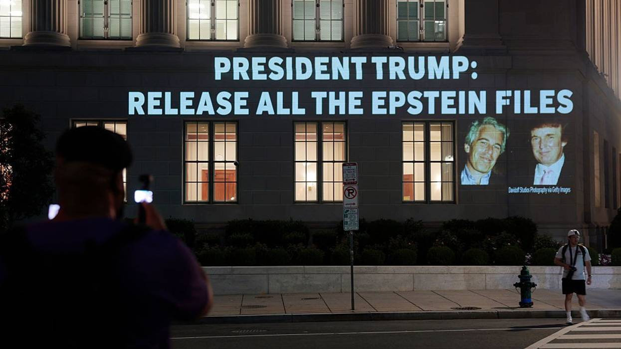 Activists Project Message To Trump Calling For Release Of Epstein Files