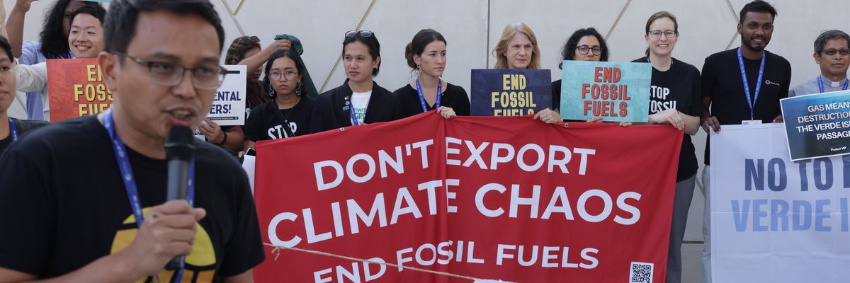Activists protest against fossil fuels at COP28