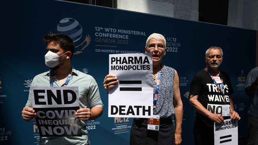 Activists protest at World Trade Organization headquarters