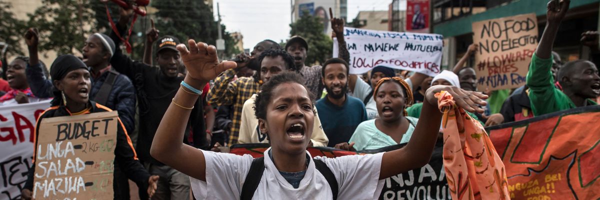Activists protest high food prices and demand government action in Nairobi