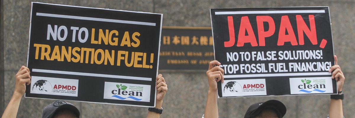 Activists protest outside the Japan Embassy in Jakarta, Indonesia on August 3, 2022.