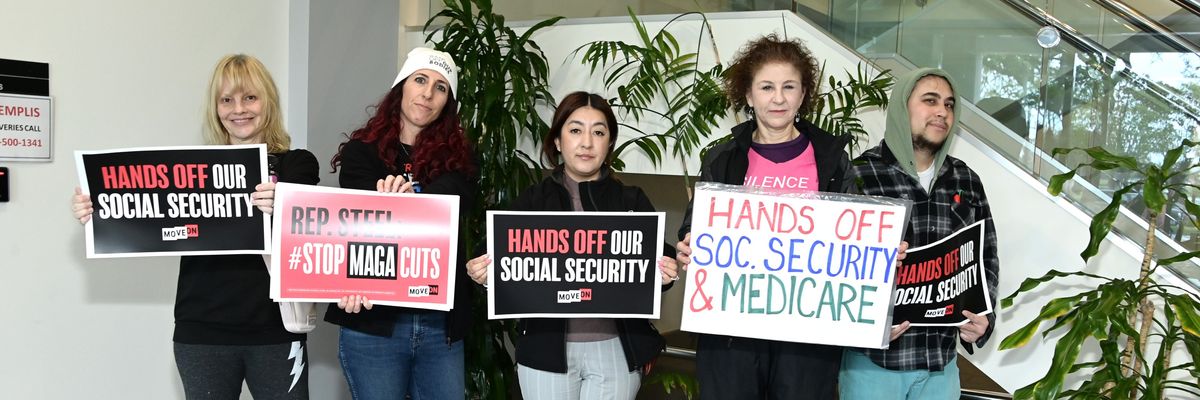 Activists protest Republican threats to Social Security.