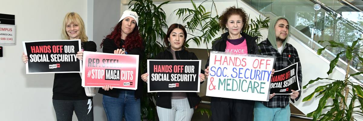 Activists protest Republican threats to Social Security.
