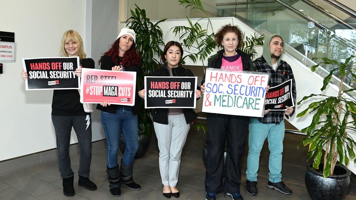 Activists protest Republican threats to Social Security.