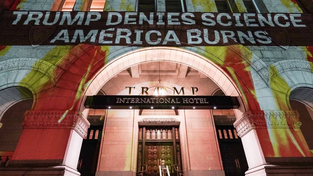 Activists Protest Trump's Response To Science And Climate Change As Wildfires Burn Across The Country