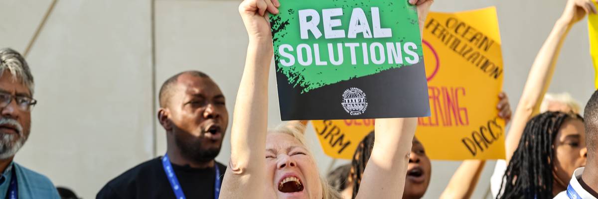 Activists stage a protest