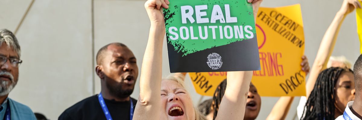 Activists stage a protest