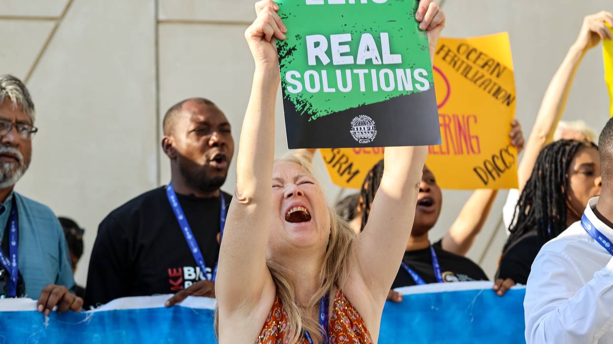 Activists stage a protest