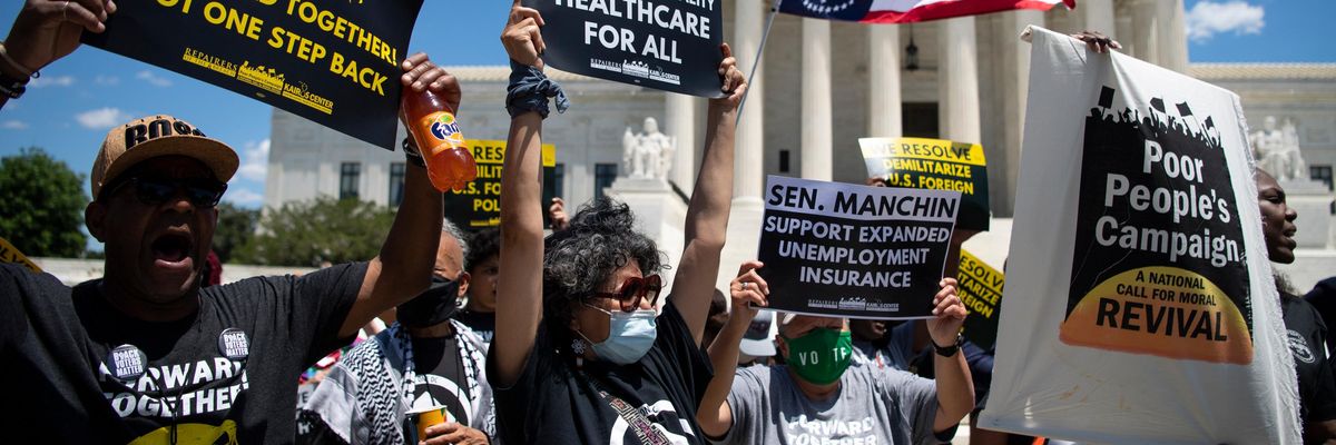Activists with the Poor People's Campaign hold a protest
