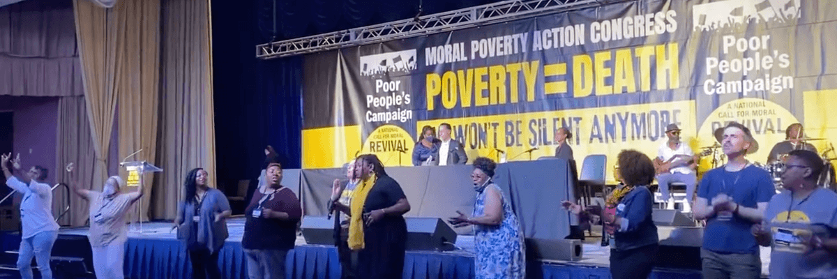 Advocates dance during a Poor People's Campaign event in Washington, D.C.