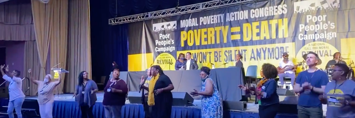 Advocates dance during a Poor People's Campaign event in Washington, D.C.