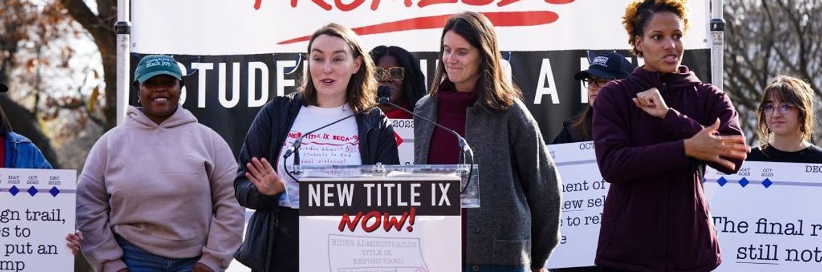 Advocates for expanded Title IX protections protest