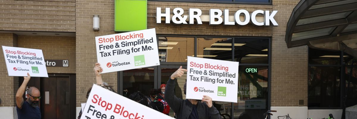 Advocates gather in Washington, D.C. to call out tax prep companies