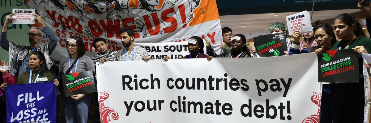 Advocates of rich countries paying their climate debt to the Global South