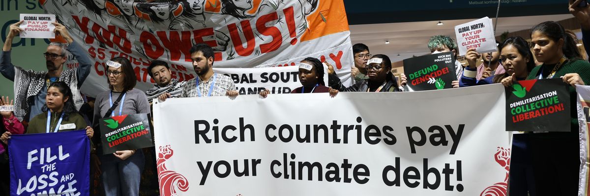 Advocates of rich countries paying their climate debt to the Global South