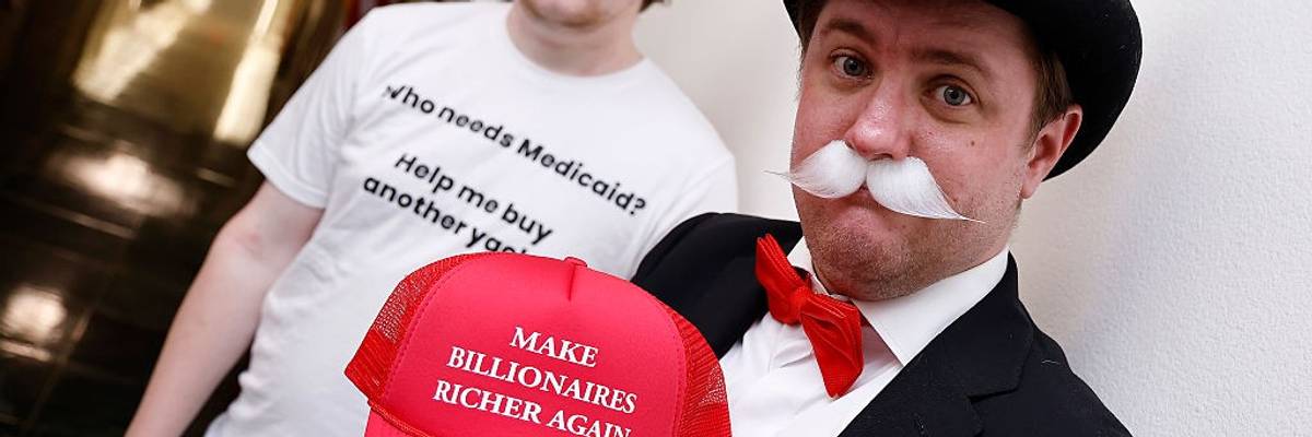 Advocates Pose As Wealthy Monopoly Men And DOGE Supporters While Protesting Tax Breaks For Billionaires And The Republican Tax Plan