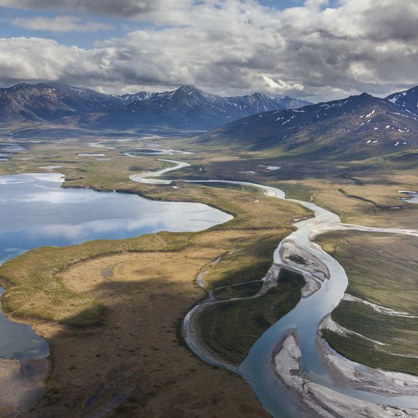 Aerial of Lake Matcharak, Noatak river