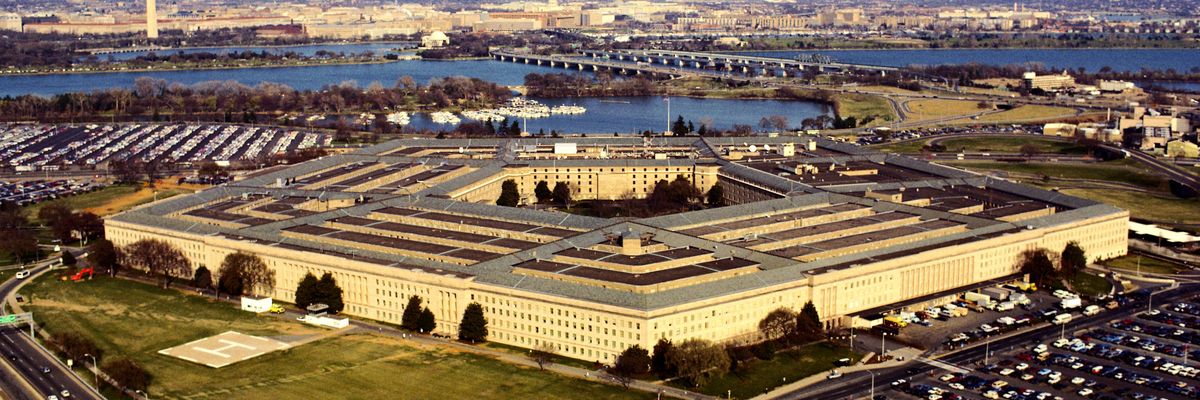 Aerial view of a military building, The Pentagon, Washington DC, USA