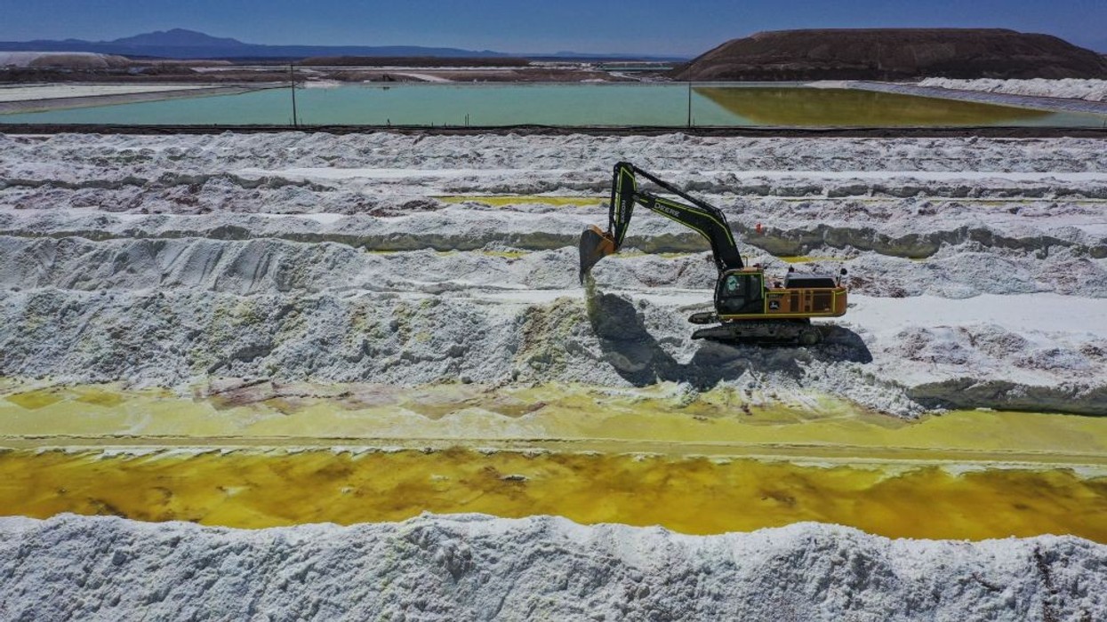 Aerial view of brine ponds and processing areas of the lithium mine